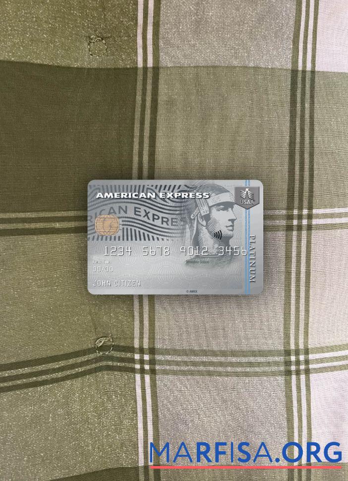 Blank USA USAA bank AMEX platinum card photolook front template